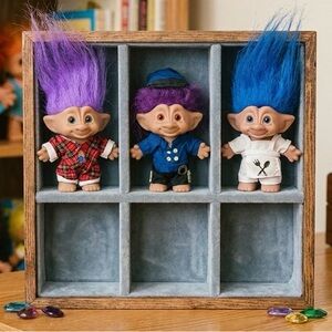 Vintage 90s Ace Novelty 3” Treasure Trolls Lot Jewel Belly Wish Stone Retro Toy